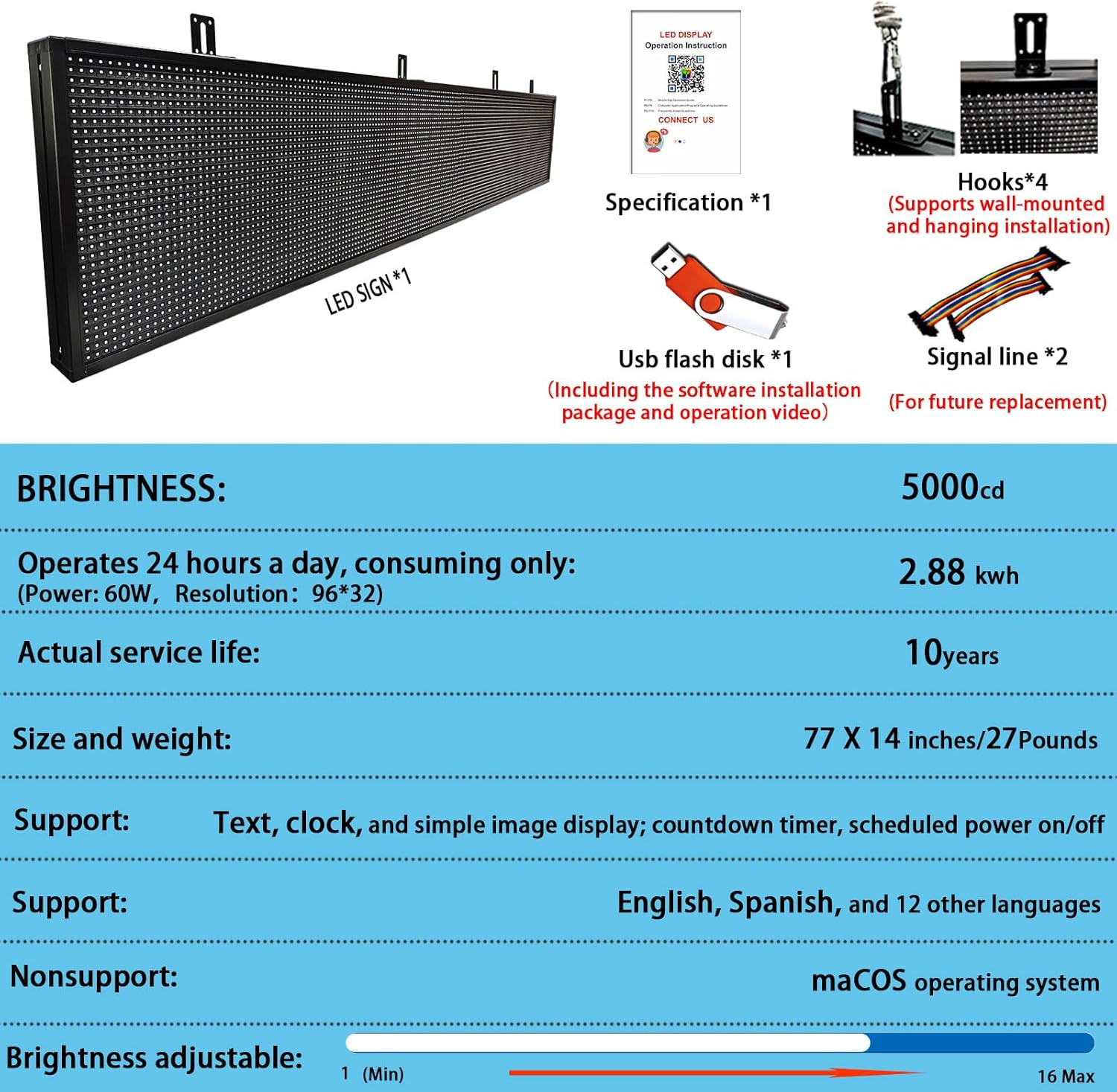 Programmable Waterproof LED Scrolling Sign for Business & Store Advertising