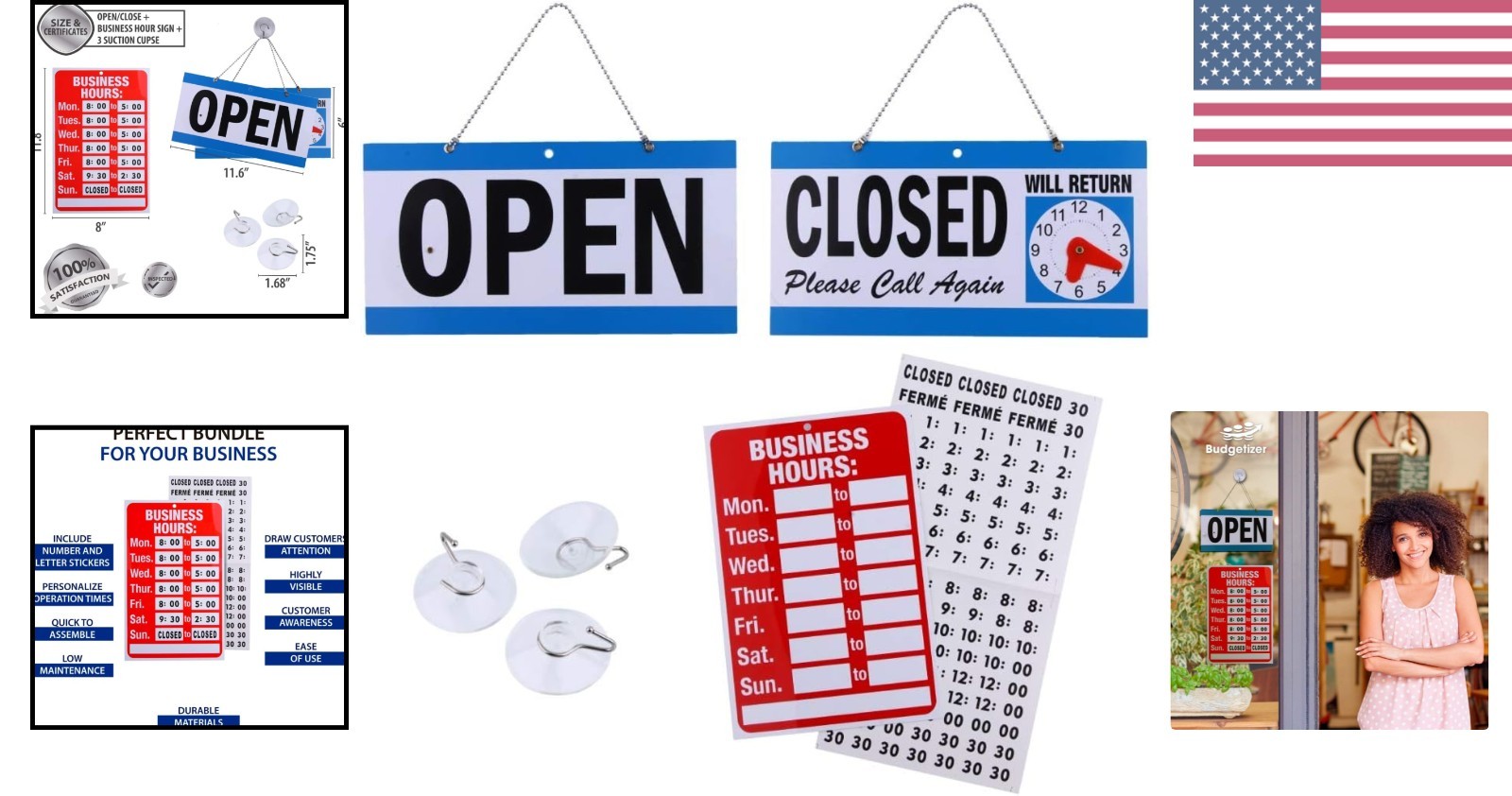 Open Signs for Business, Bundle of Office Hours Sign Will Return Clock with S…