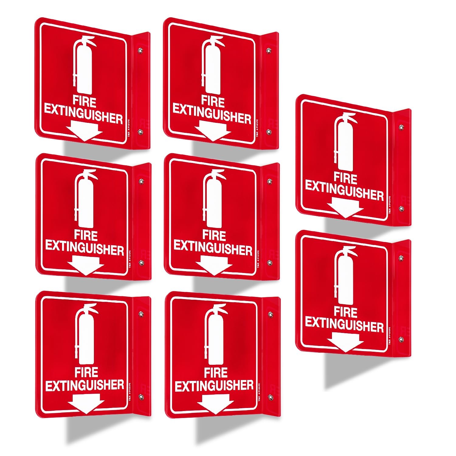 Fire Extinguisher Sign, Fire Extinguisher with Down Arrow – 8 Pack – 6 x 6 In…