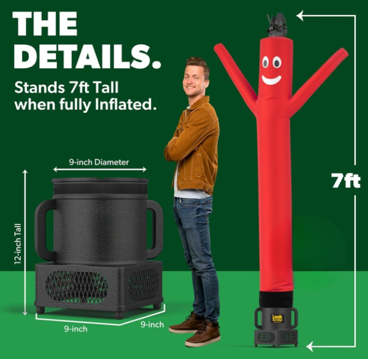 Inflable publicitario bailarín 7ft con ventilador para promoción exterior rojo