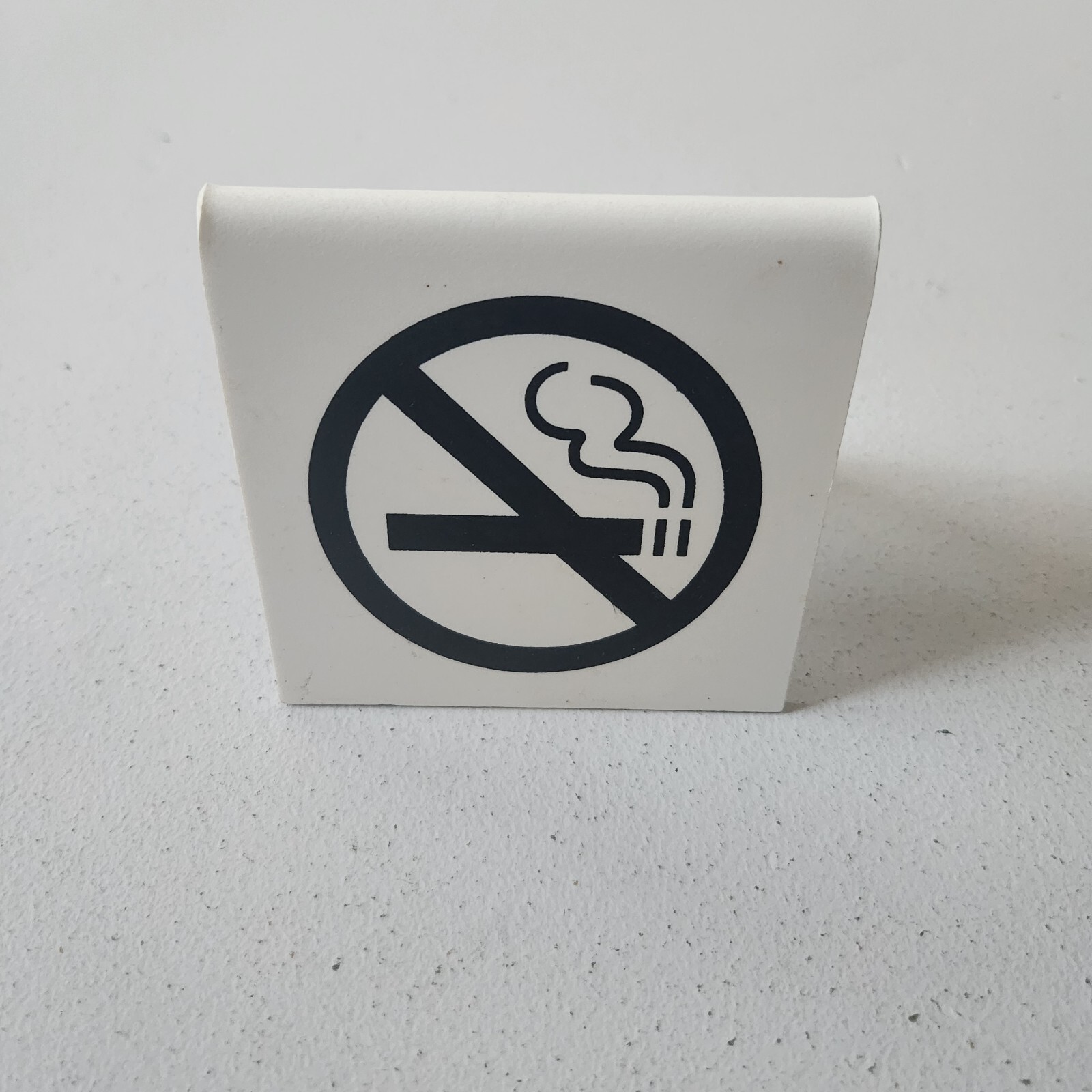 No Smoking Symbol Black Sign Table Top Tent A-Frame Double Sided White Plastic