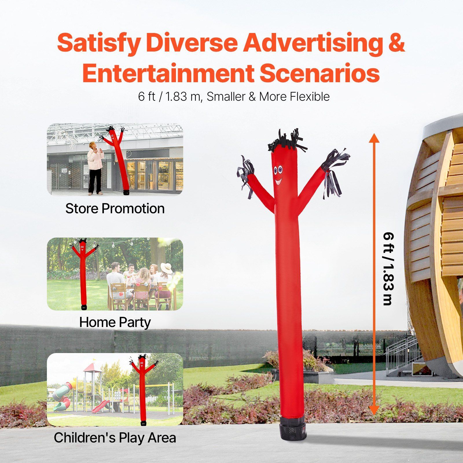 6 ft Air Dancers Wacky Waving Inflatable Tube Man with 1/15 HP Blower Fan