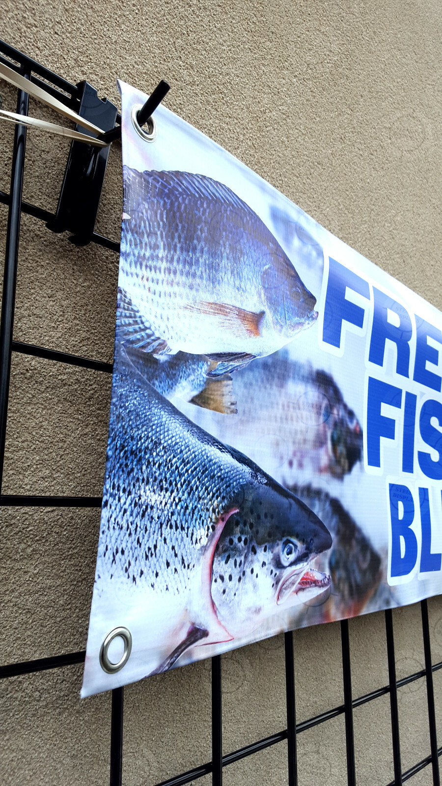 FRESH FISH BLUE Crab Banner Food Market Restaurant Open Sign Shop Display Vinyl