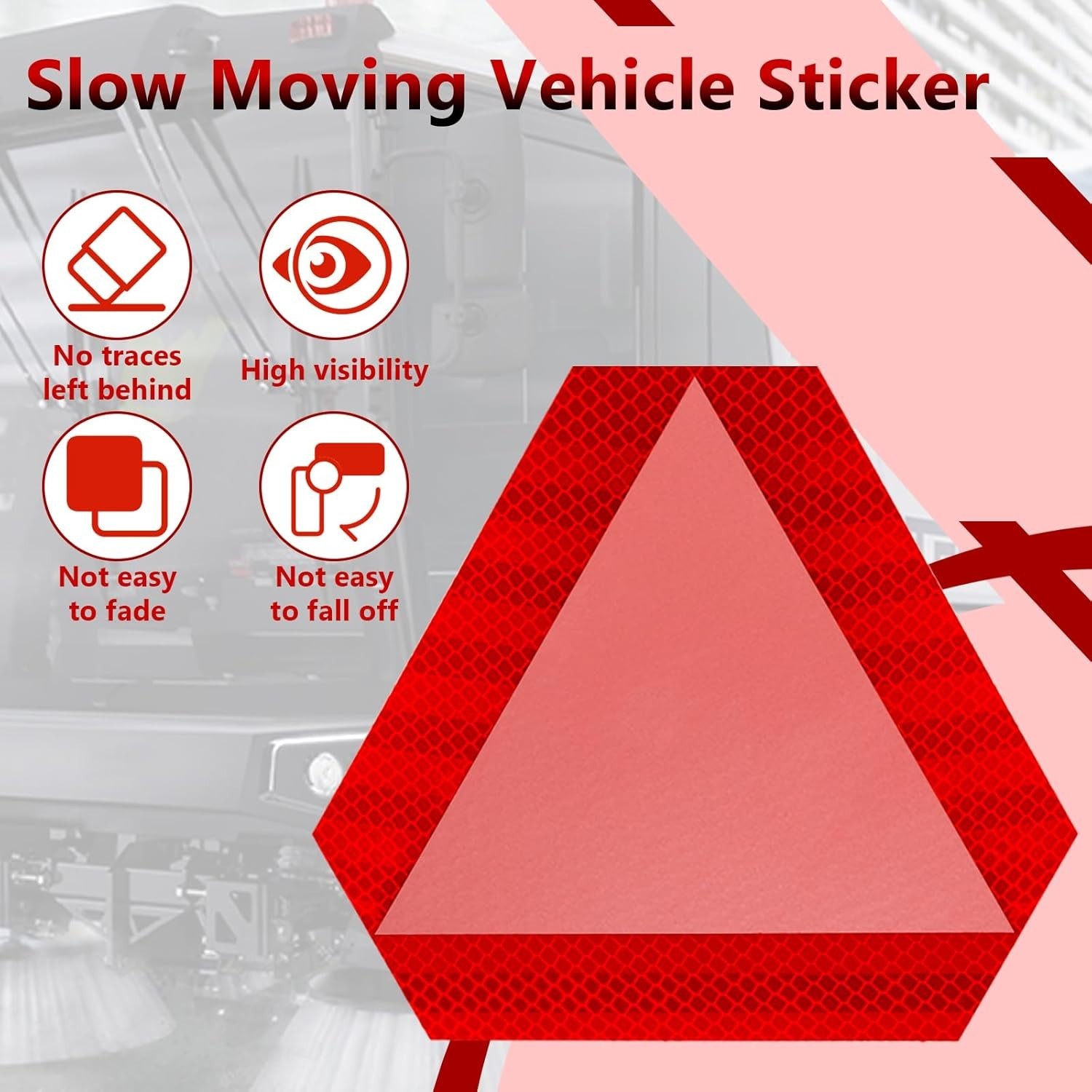 Durable Vinyl Reflective Slow Moving Vehicle Signs – 2 Pack for Cars & Tractors