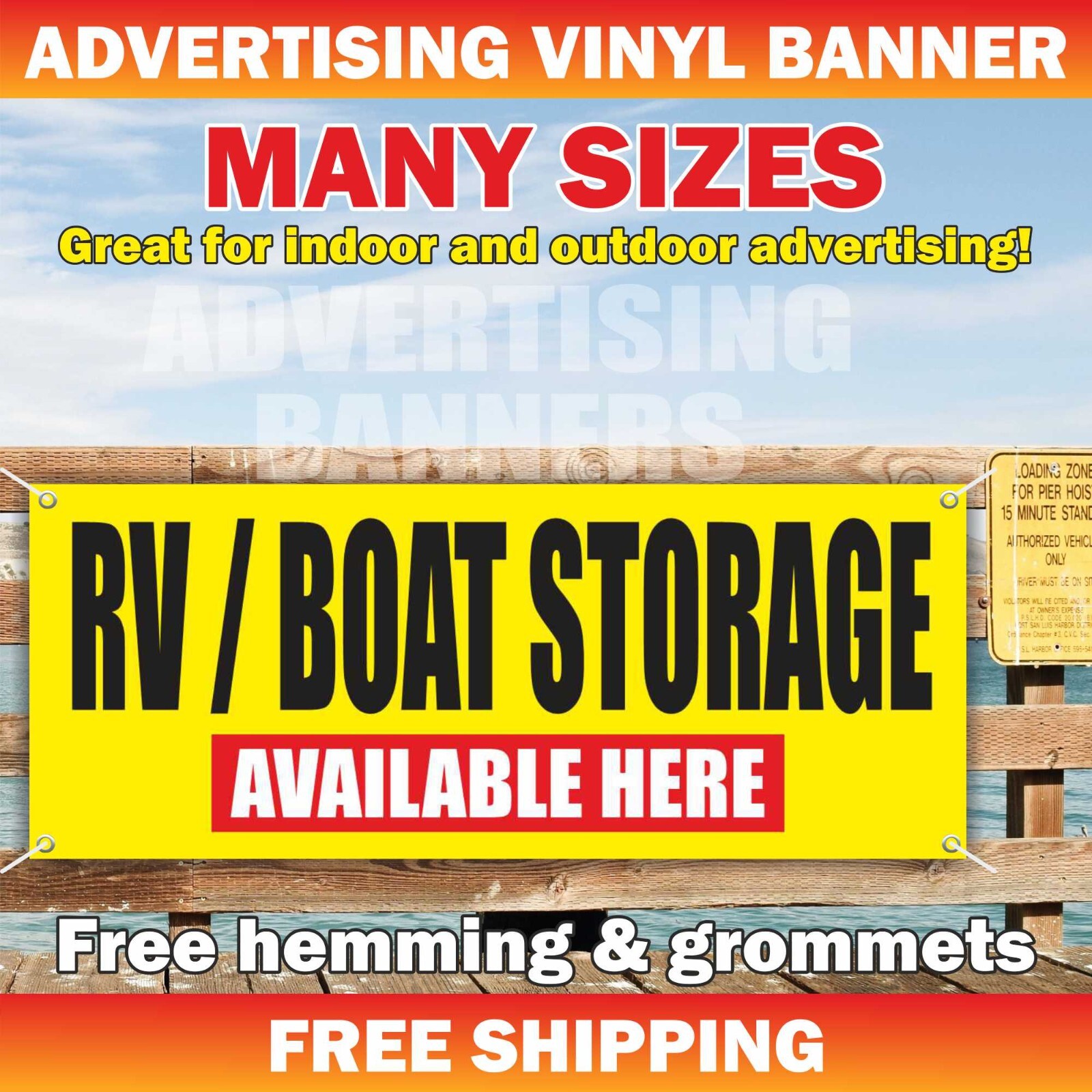 RV BOAT STORAGE advertising Banner Vinyl Mesh Sign Retail Space Lease Parking
