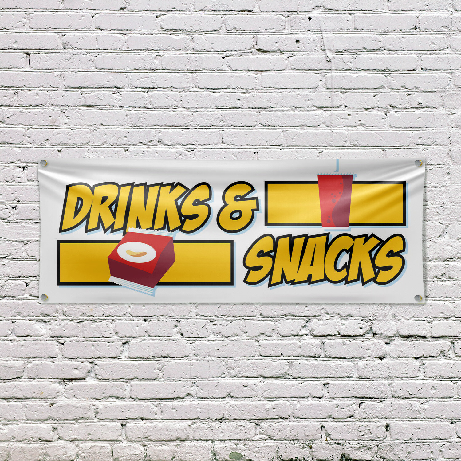 Drinks and Snacks Vinyl Banner Sign with Metal Grommets Heavy-Duty Single-Sided