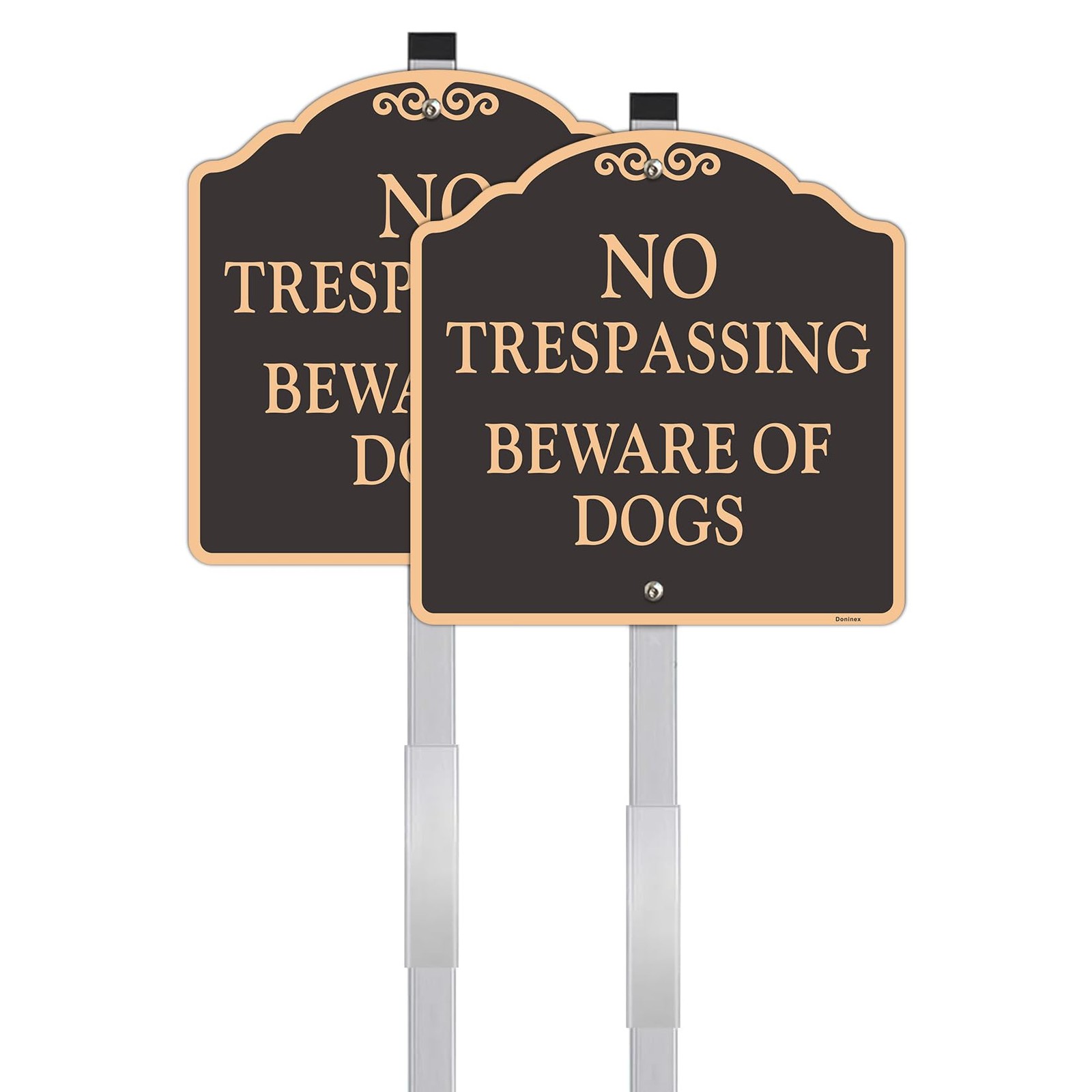 Large (2 Pack) 12×12 Inch No Trespassing Beware of Dog Yard Sign, Reflective,…
