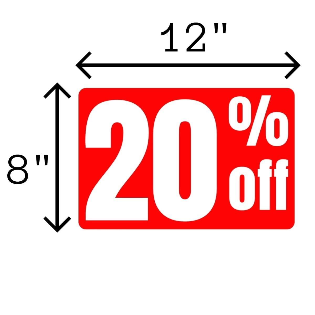 20% Off Business Retail Counter Informational Sign | Plastic | 12&Prime;w x 8&Prime;h