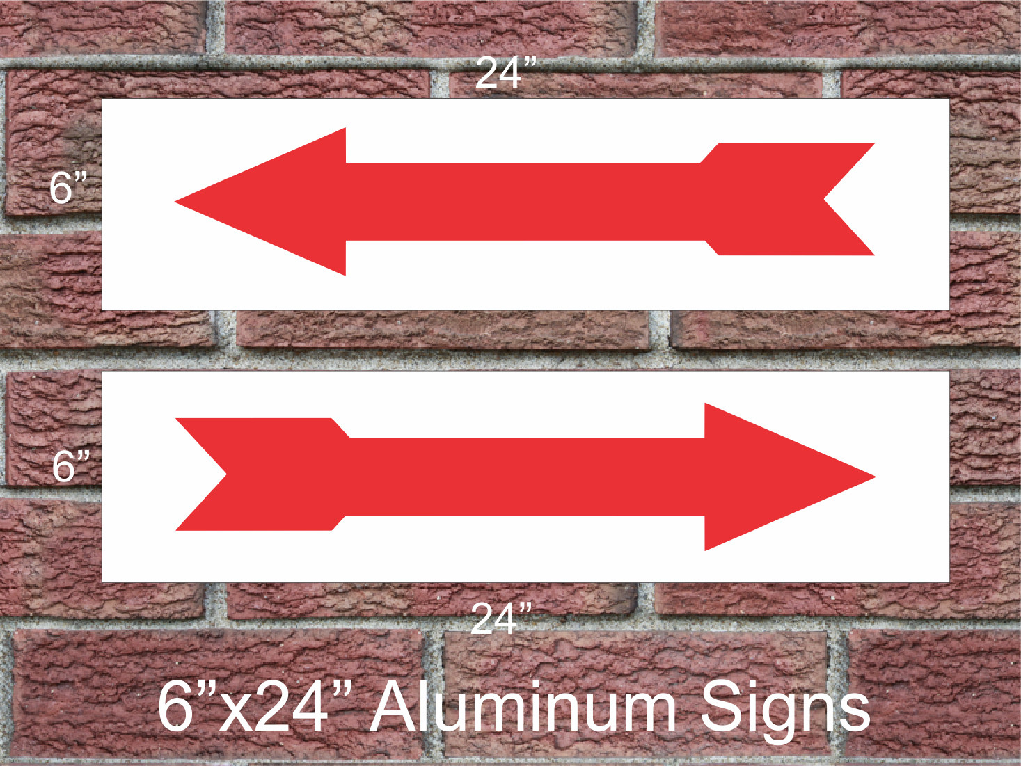 2 ARROW Aluminum Metal Signs Red & White 6&Prime;x24&Prime; 2 Sided Real Estate Rider