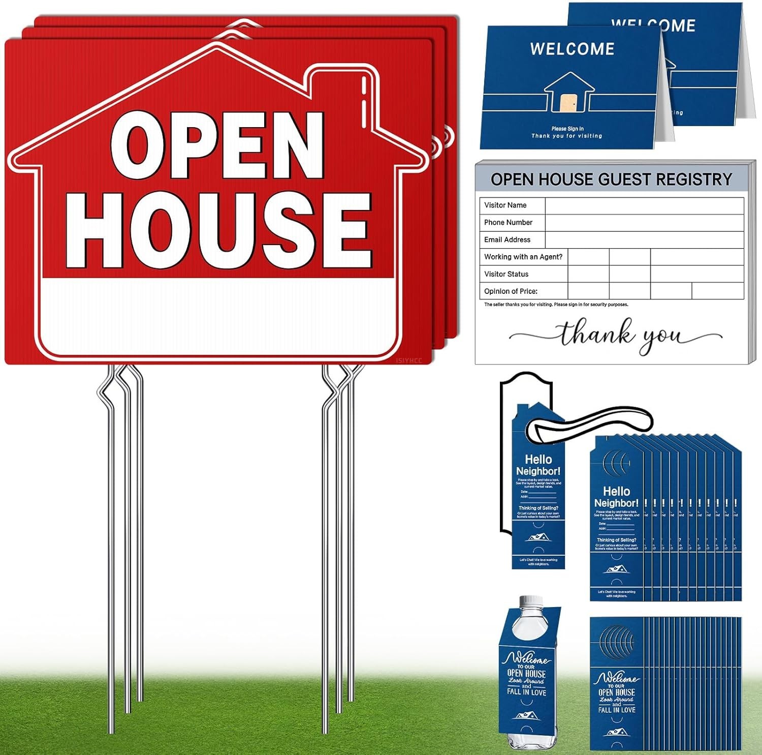 38-Piece Open House Kit: Double-Sided Signs & Guest Register Included
