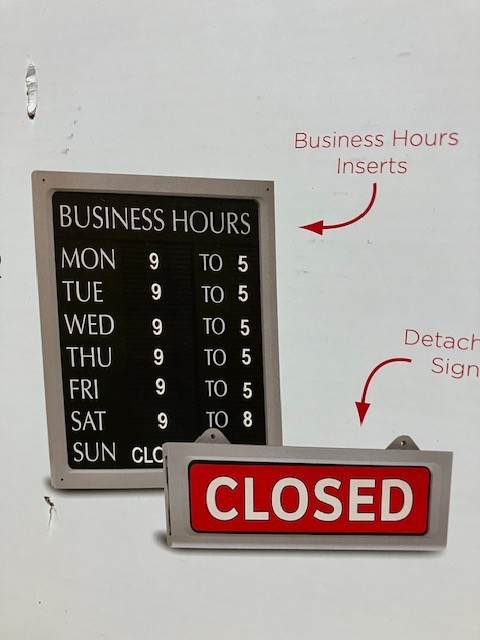 Open Close for Business Sign, 3 in 1, Cosco, 3/4 inch changeable characters