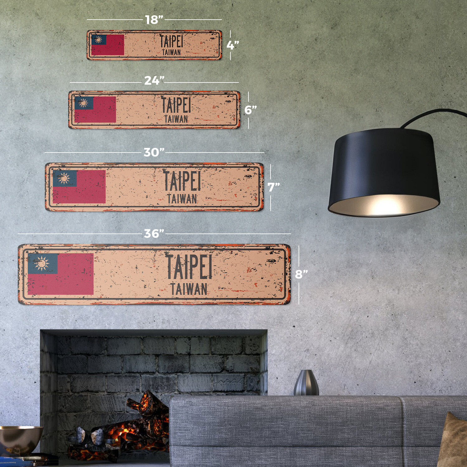 TAIPEI TAIWAN Vintage Street Sign Taiwanese flag city country road wall rustic