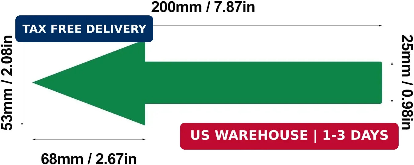 8 x 2 inch Green Arrow Sign Stickers, 12 Pack Waterproof PVC Removable Self Adhe