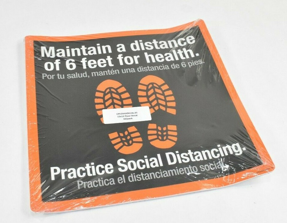 Lot of 70 Social Distancing Floor Signs Decals 12 x 12 in (Bent From Storage)