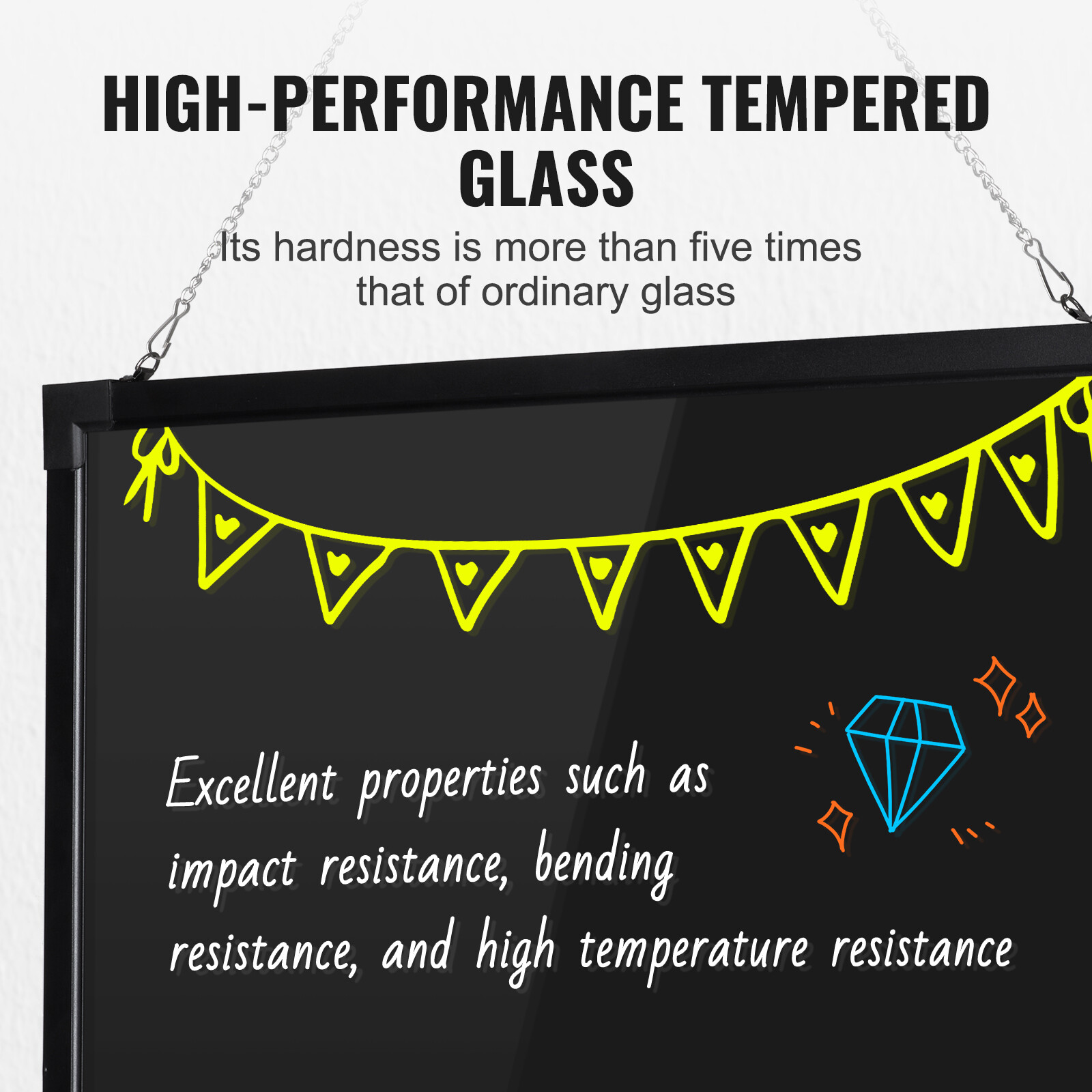 VEVOR LED Message Writing Board 32&Prime;x24&Prime; Illuminated Erasable Lighted Chalkboard