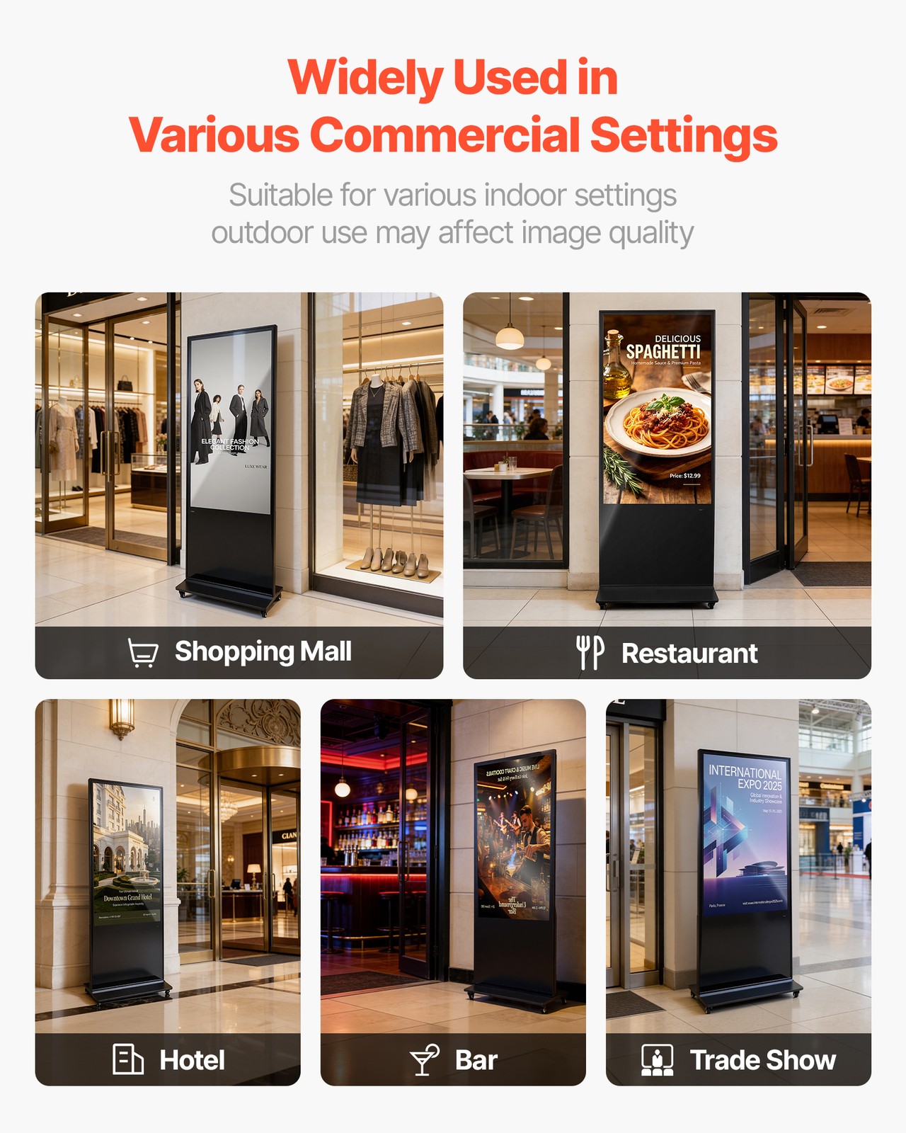 VEVOR 55 in Indoor Digital Signage Floor Standing Advertising Display Kiosk 4K