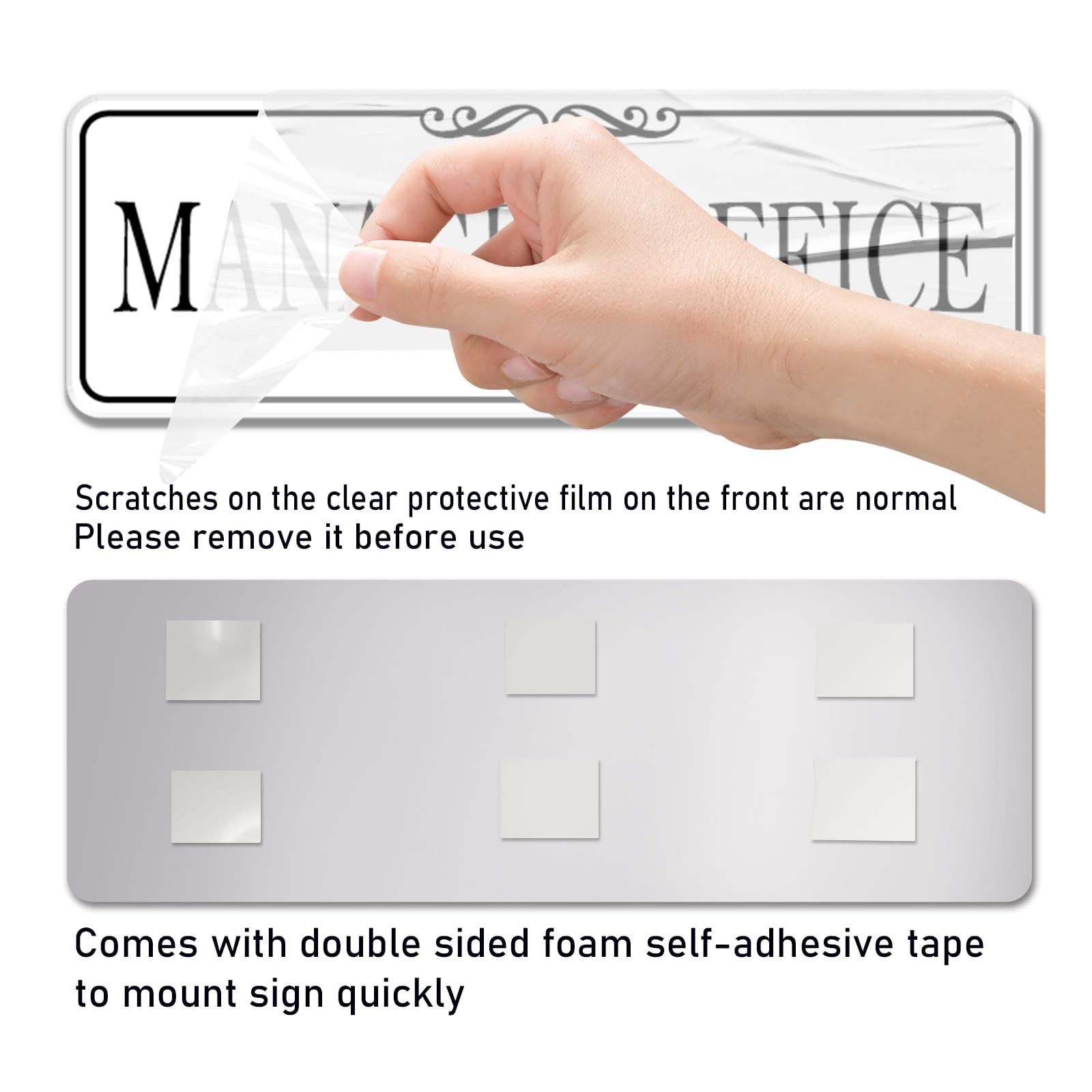 9×3 Inch Manager Office Sign Acrylic Self Stick Door Wall Signage White
