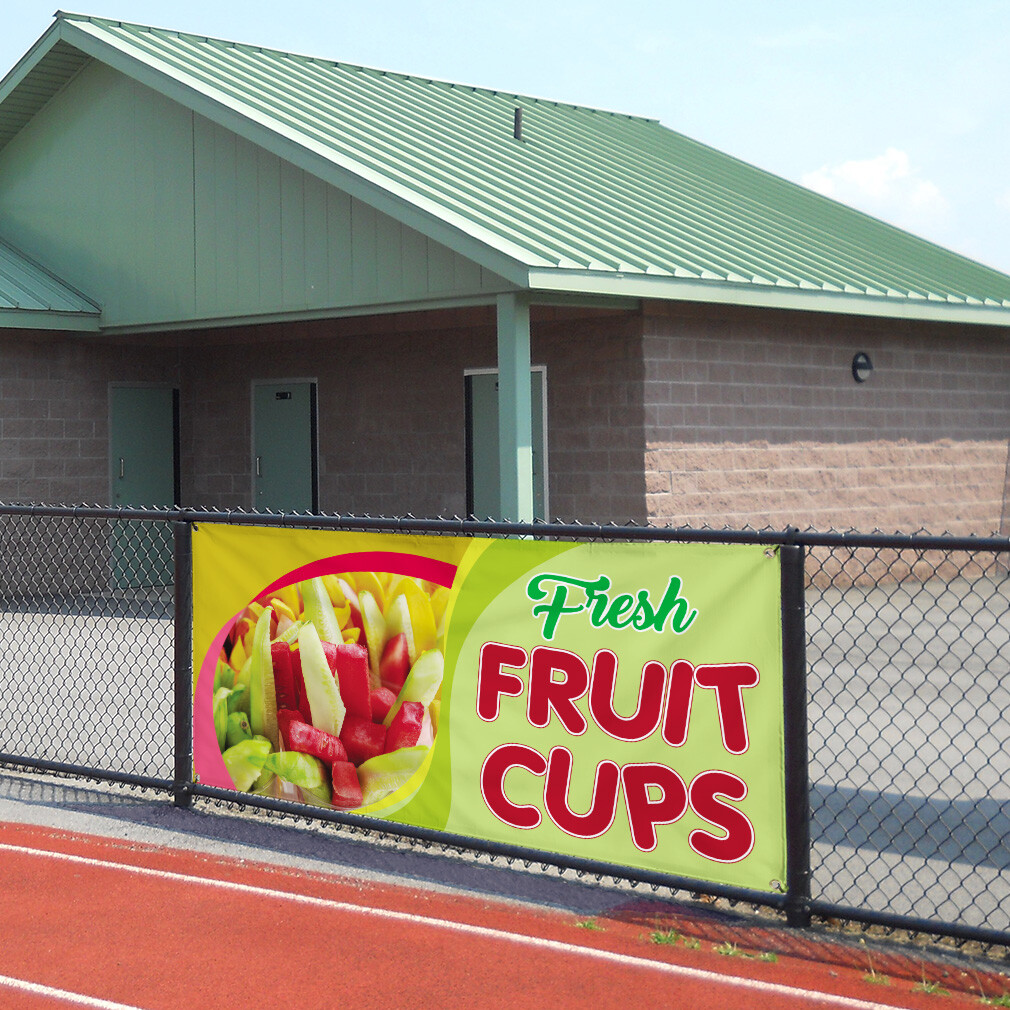 Vinyl Banner Multiple Sizes Fresh Fruits Cups Advertising Printing Fruit Outdoor