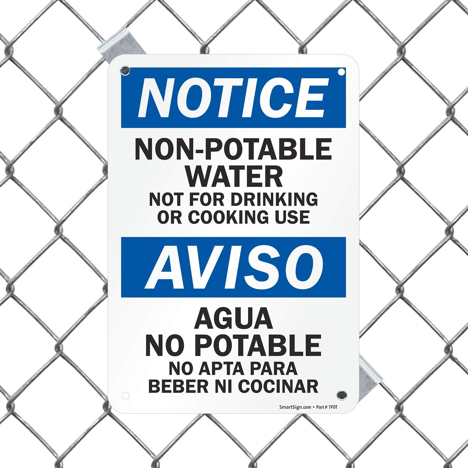 Notice Non Potable Water Bilingual Aluminum Sign 7×10 Inch S2841AL10