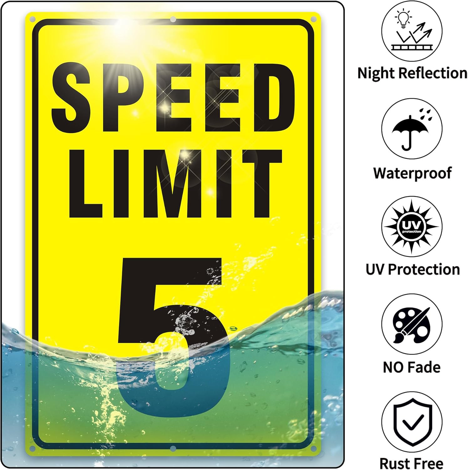 5 MPH Speed Limit Signs – 2 Pack, 18×12 Inch Reflective Aluminum, Rust Free