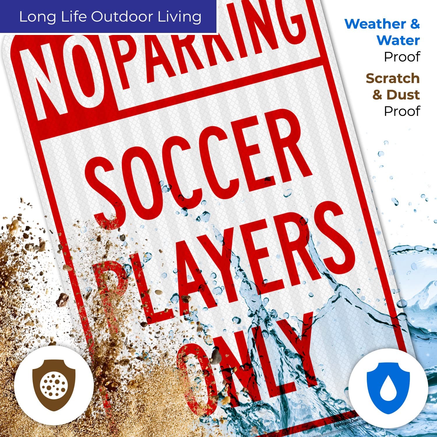 No Parking Soccer Players Only Sign, 12×18 Inches, 3M EGP Reflective .063 Alu…