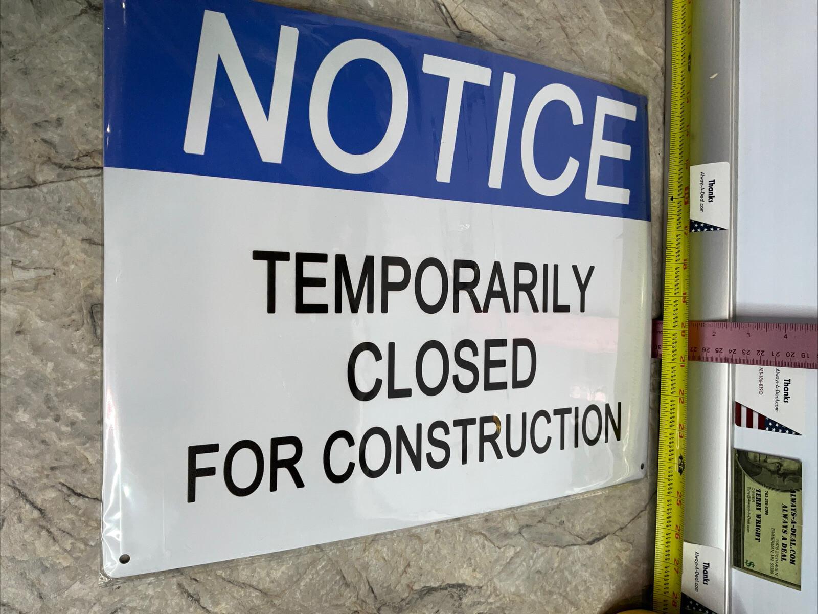 Smartsign 16 X 12” NOTICE TEMPORARILY CLOSED FOR CONSTRUCTION OSHA Metal SIGN