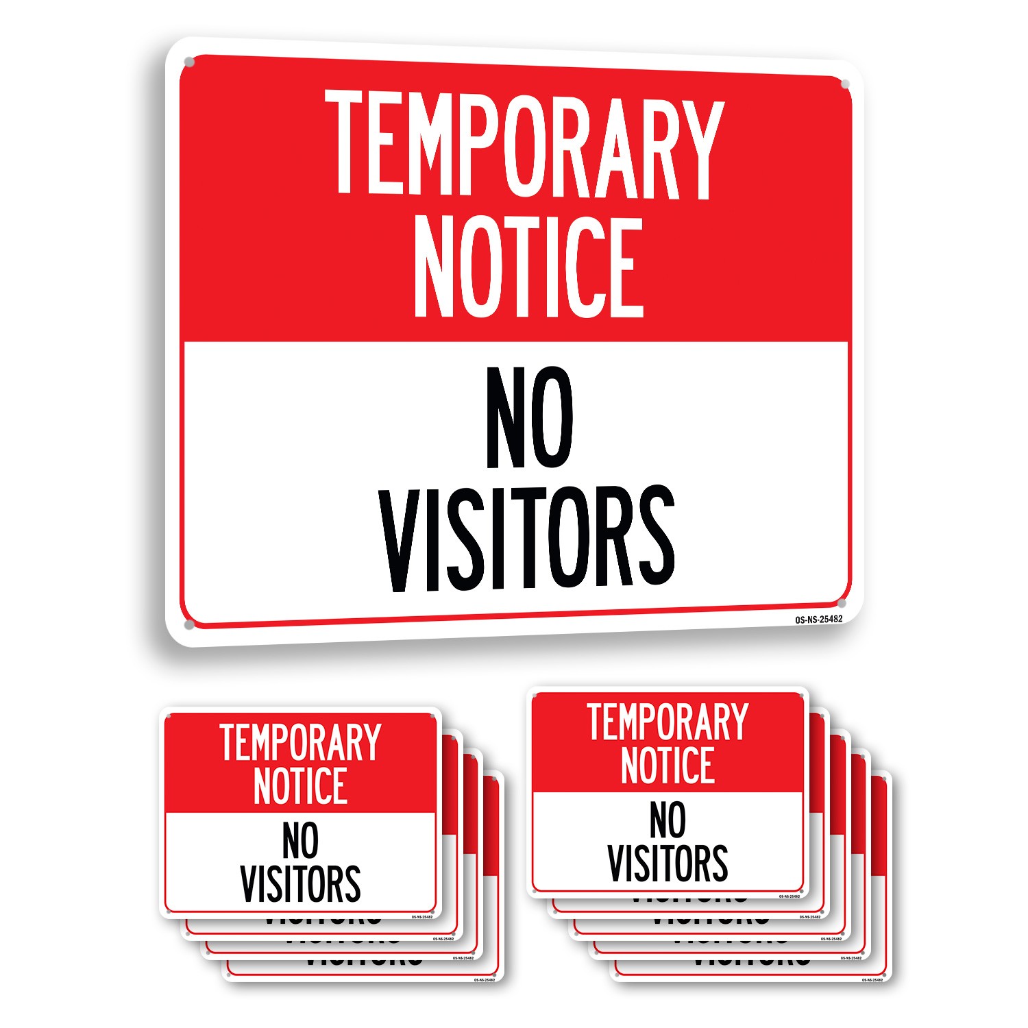 Temporary Notice No Visitors Public Safety Sign Metal,, Decal 5 or 10 Pack