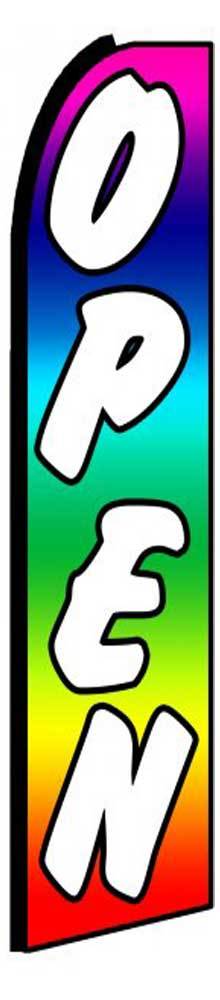 Open Rainbow Flutter Swooper Flag Advertising Sign 3’ Wide Banner Only
