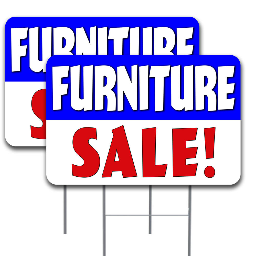 FURNITURE SALE 2 Pack Double-Sided Yard Sign 16&Prime; x 24&Prime; with Metal Stakes (Made i