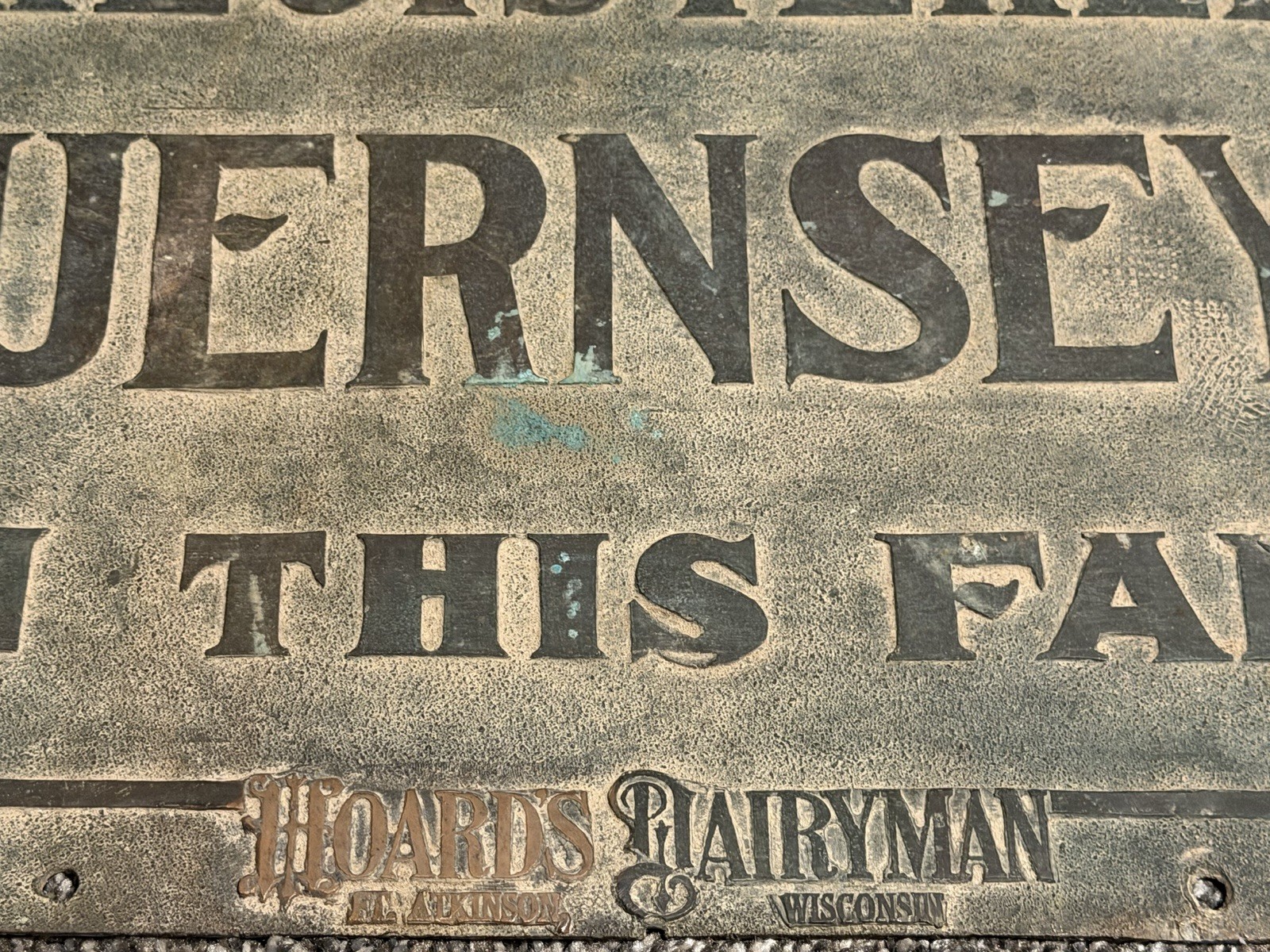 RARE Vintage Original Hoards Dairyman Guernseys Cow Metal On This Farm Sign