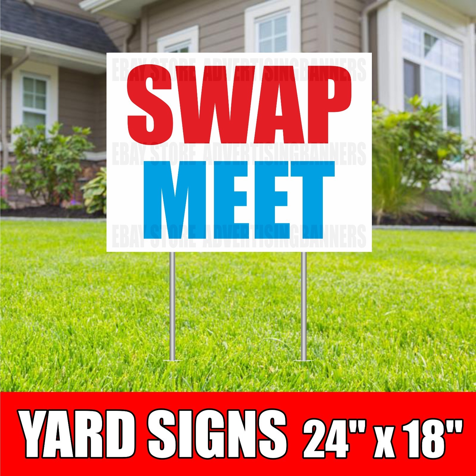 SWAP MEET Yard Sign with H-Stakes Flea Market Antique Outdoor Mall Bazaar