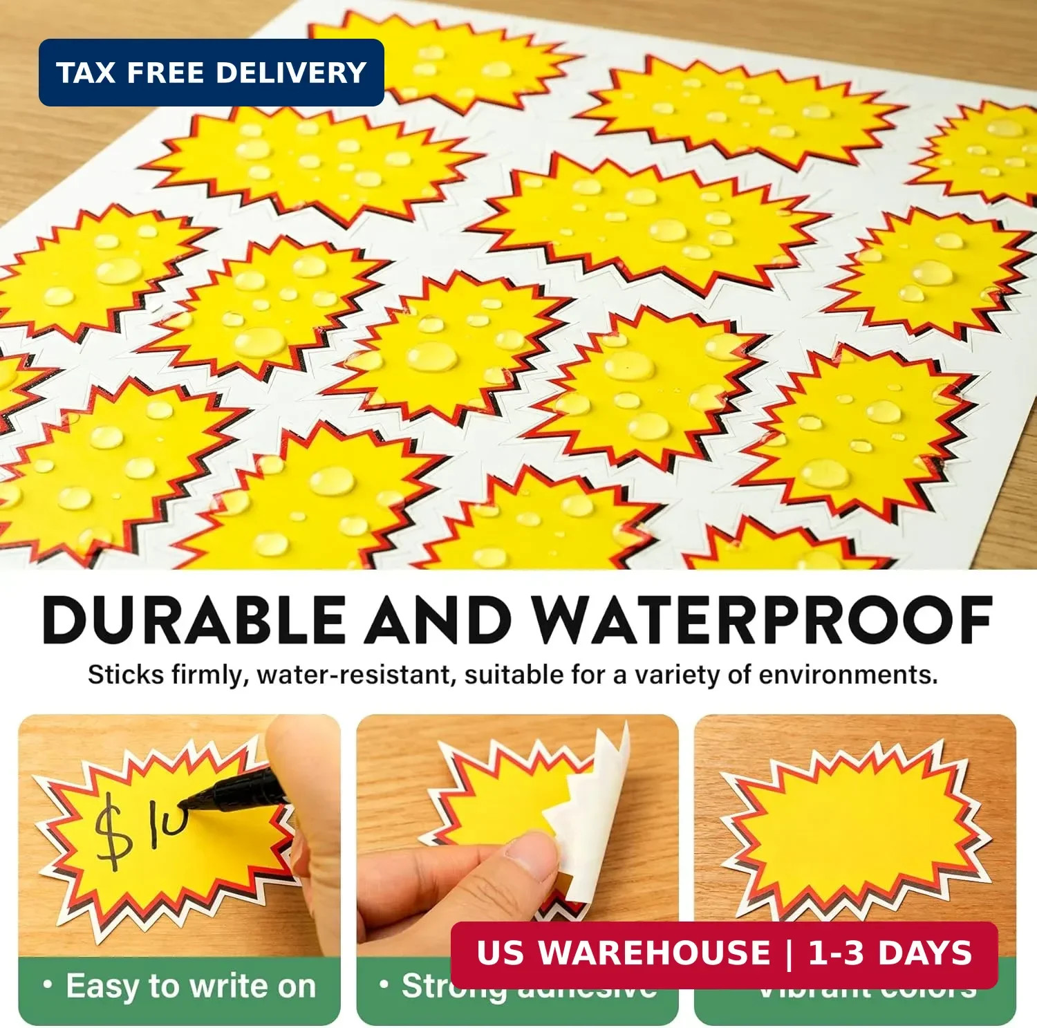 400 Pcs Removable Garage Sale Stickers,3&Prime;x 4&Prime; &2&Prime; x 3 Adhesive Yard Sale Price S