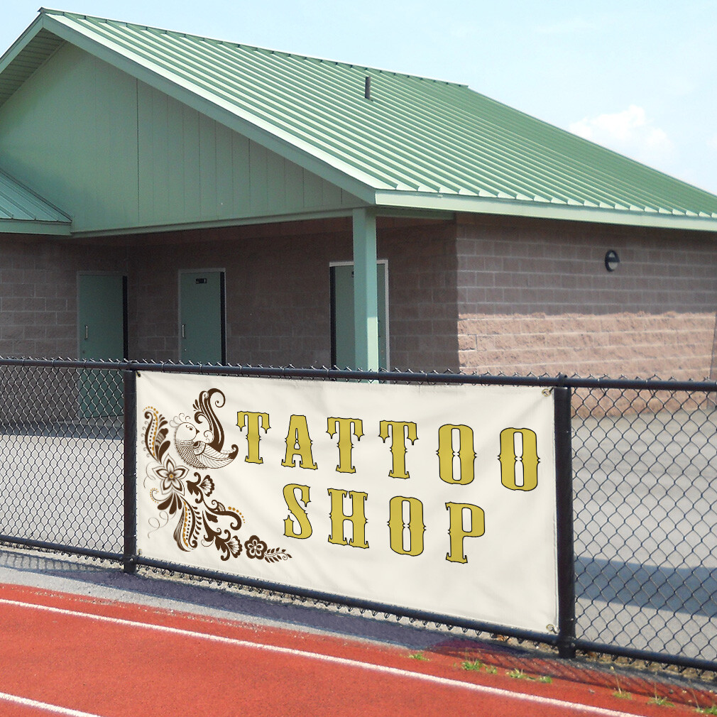 Vinyl Banner Multiple Sizes Tattoo Shop Outdoor Advertising Printing A Business
