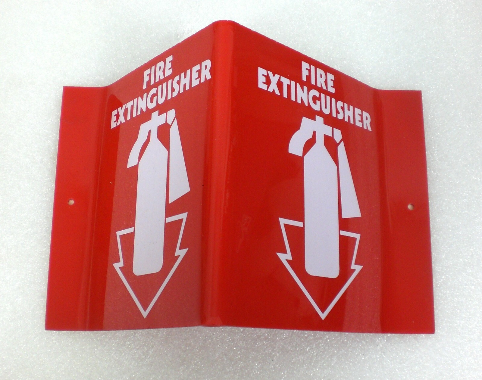 Fire Extinguisher Projection Wall Sign With Arrow, 6&Prime; X 5&Prime;, Red & White