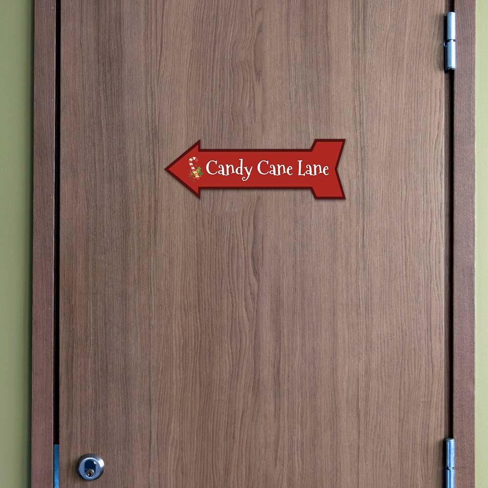 Arrow Shape Plus Candy Cane Lane 12×4&Prime; Wall or Door Sign