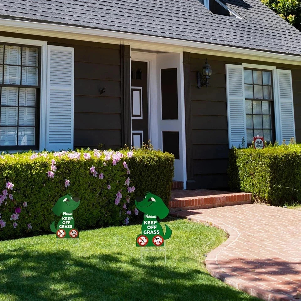2PCS Keep off Grass Sign – 8×12&Prime; Double Sided Coroplast No Peeing Dog Sign Green