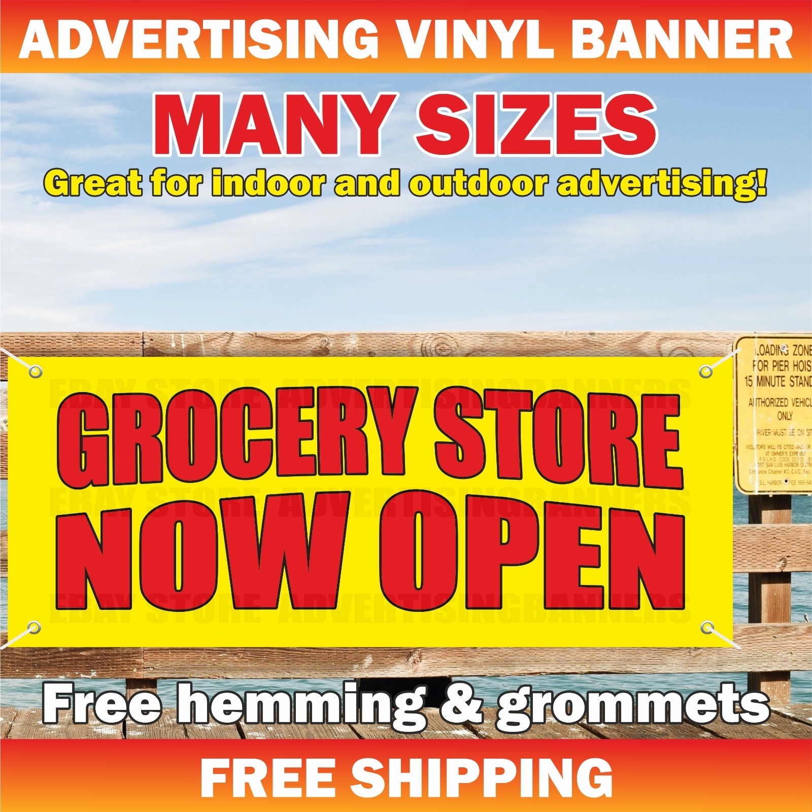 GROCERY STORE NOW OPEN Advertising Banner Vinyl Mesh Sign MINI MARKE Food Shop