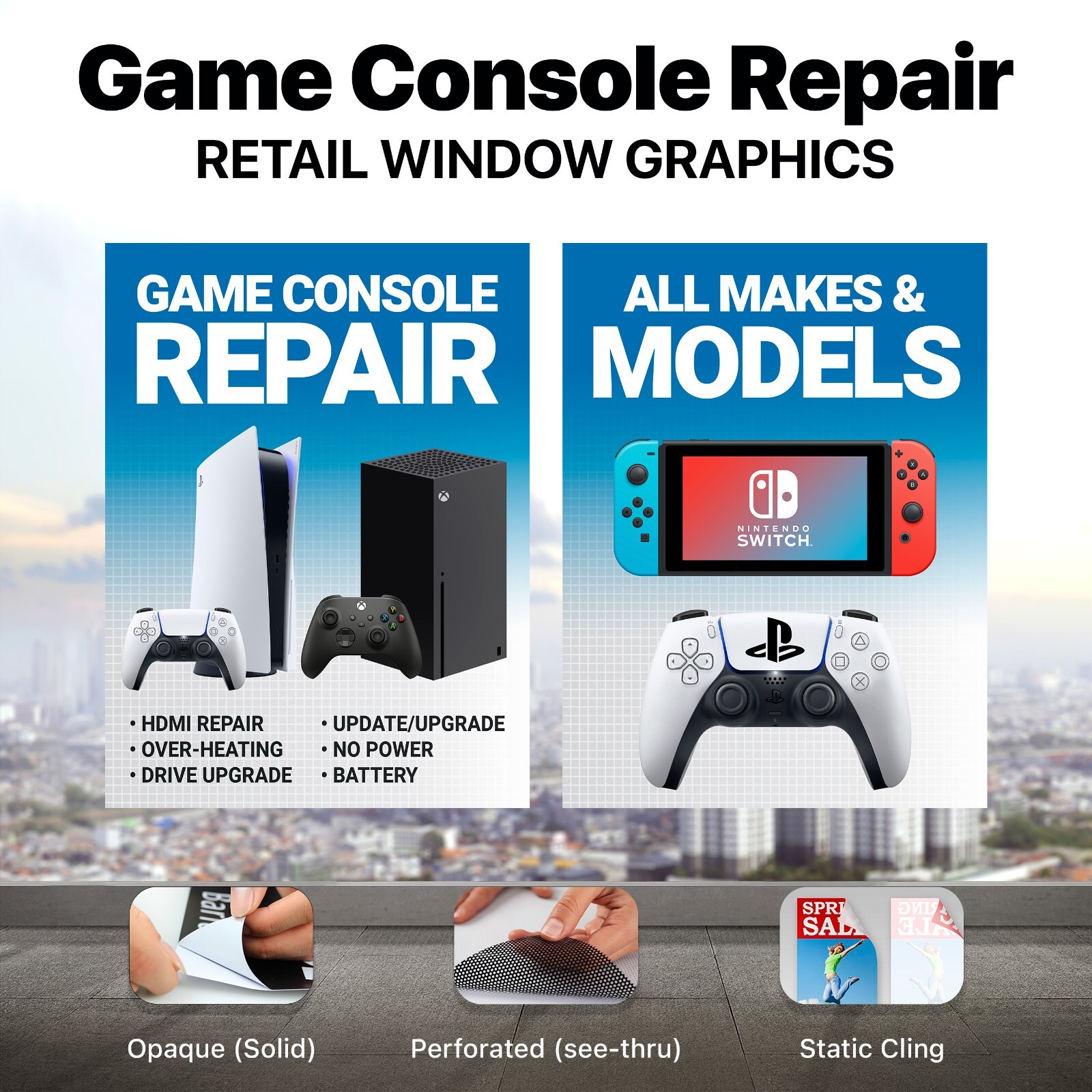 Game Console Repair Nintendo Switch Wii Xbox PS5 video game SIGN BANNER wrap
