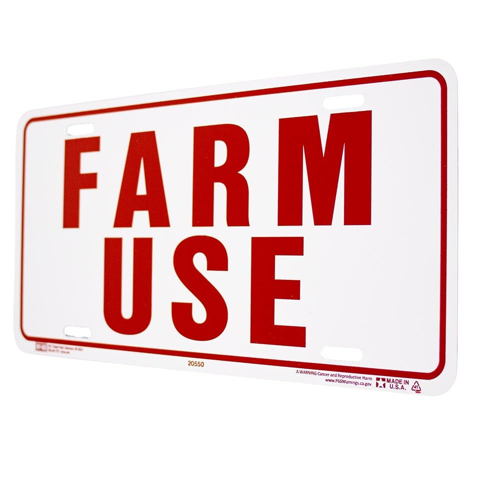 Farm Use Id Tag 6×12 Inches Red/White Heavy Duty License Plate Auto Tag
