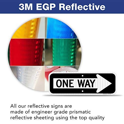 18×6 Reflective One Way Sign with Right Arrow – Rust-Free Aluminum, UV Protected