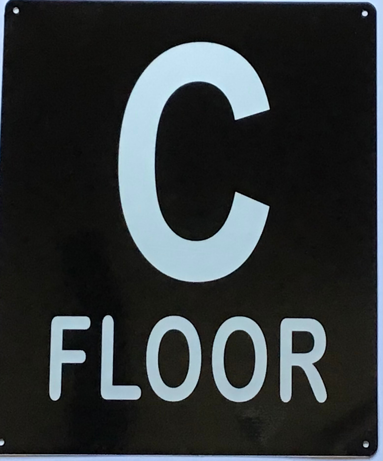 C FLOOR SIGN (10X12, Black Background, Aluminum)