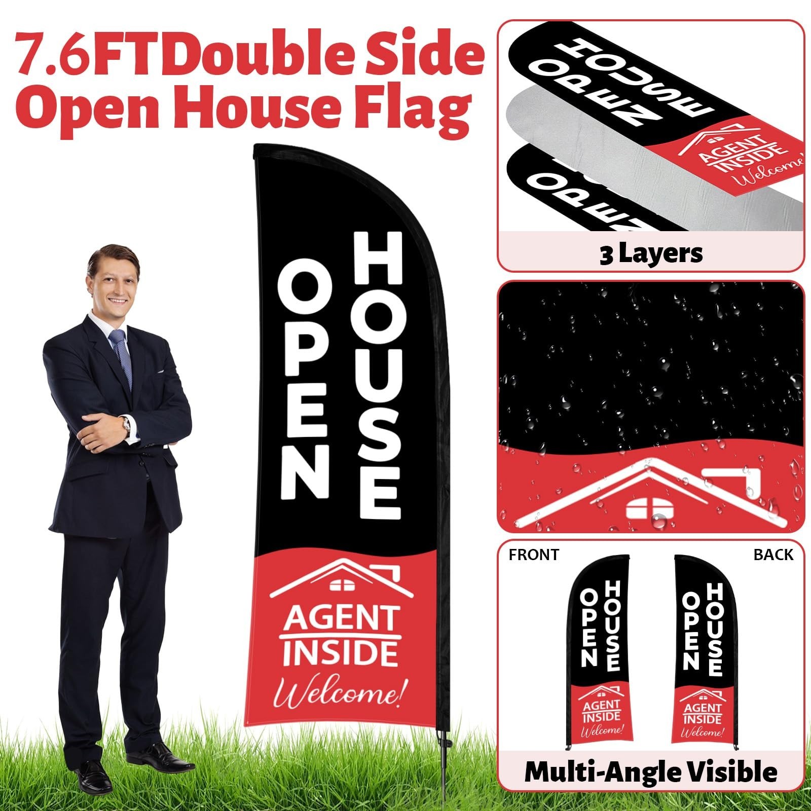 44 Pcs Open House Signs for Real Estate, Double Sided Open House Flag Kit, 7….