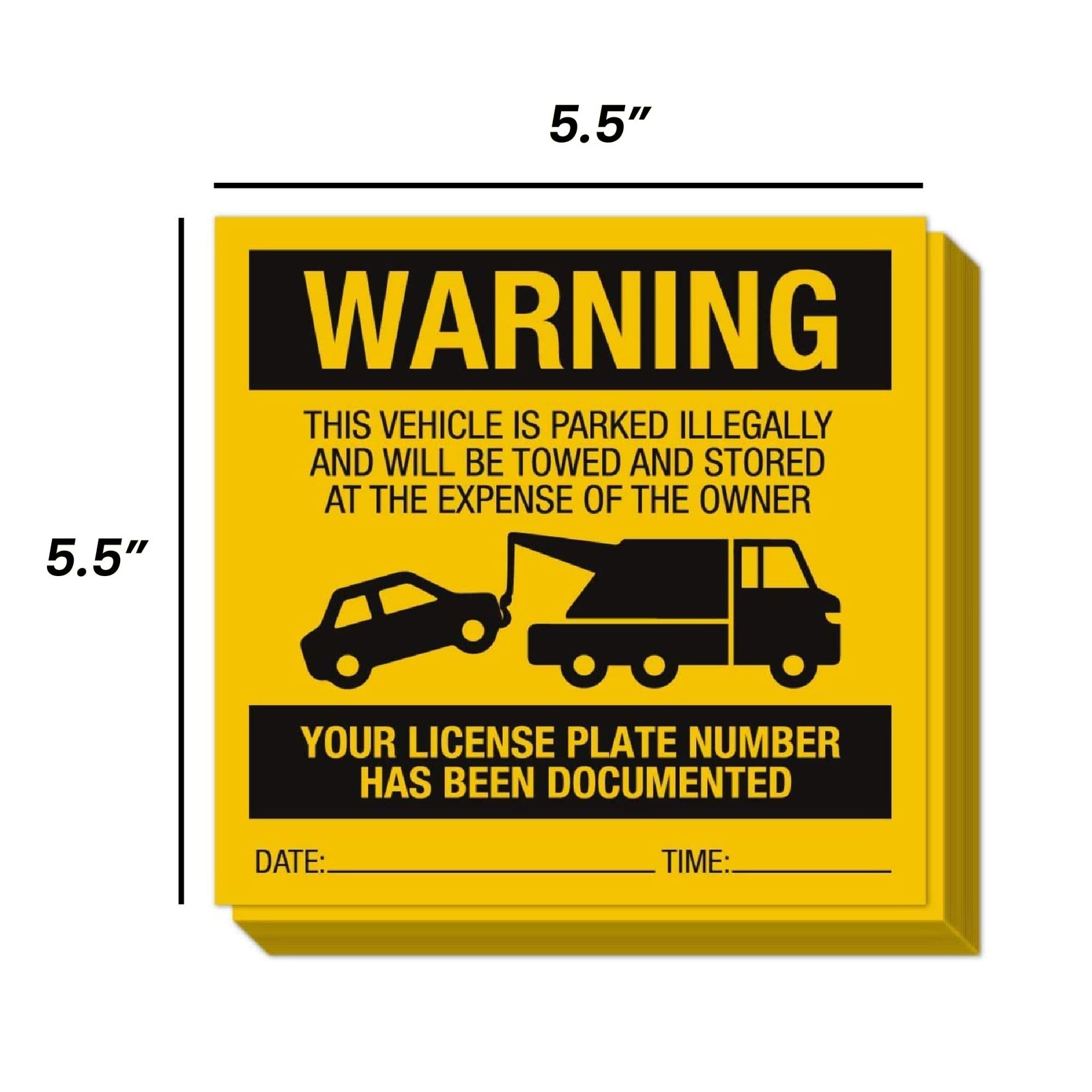 Illegally Parked Warning Stickers Pack of 25 | Tow Away Warning Sign for Ille…