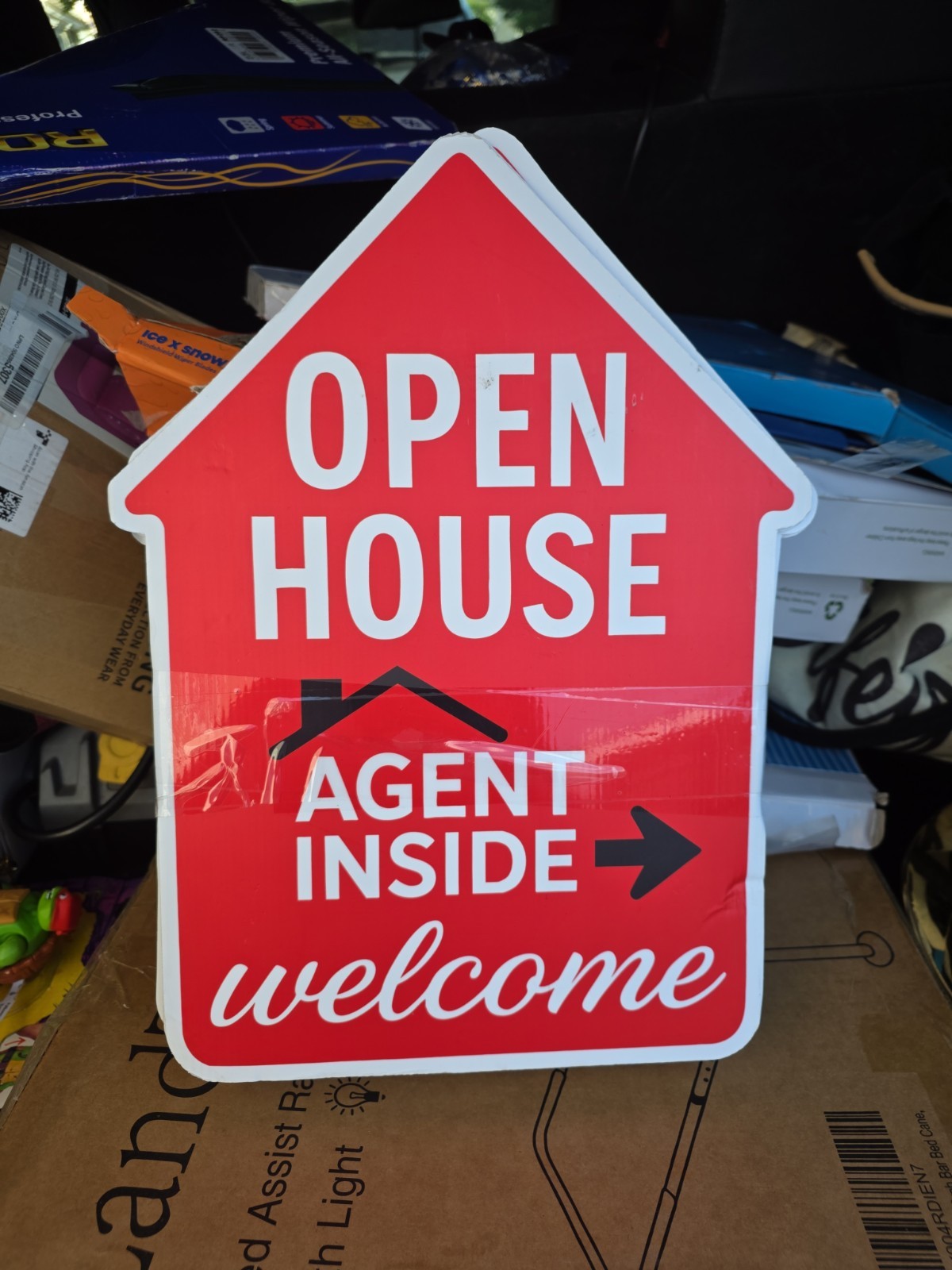 Open House Signs 6 Pack 16&Prime; x 12&Prime; Double-Sided Yard Signs With Metal Stakes New