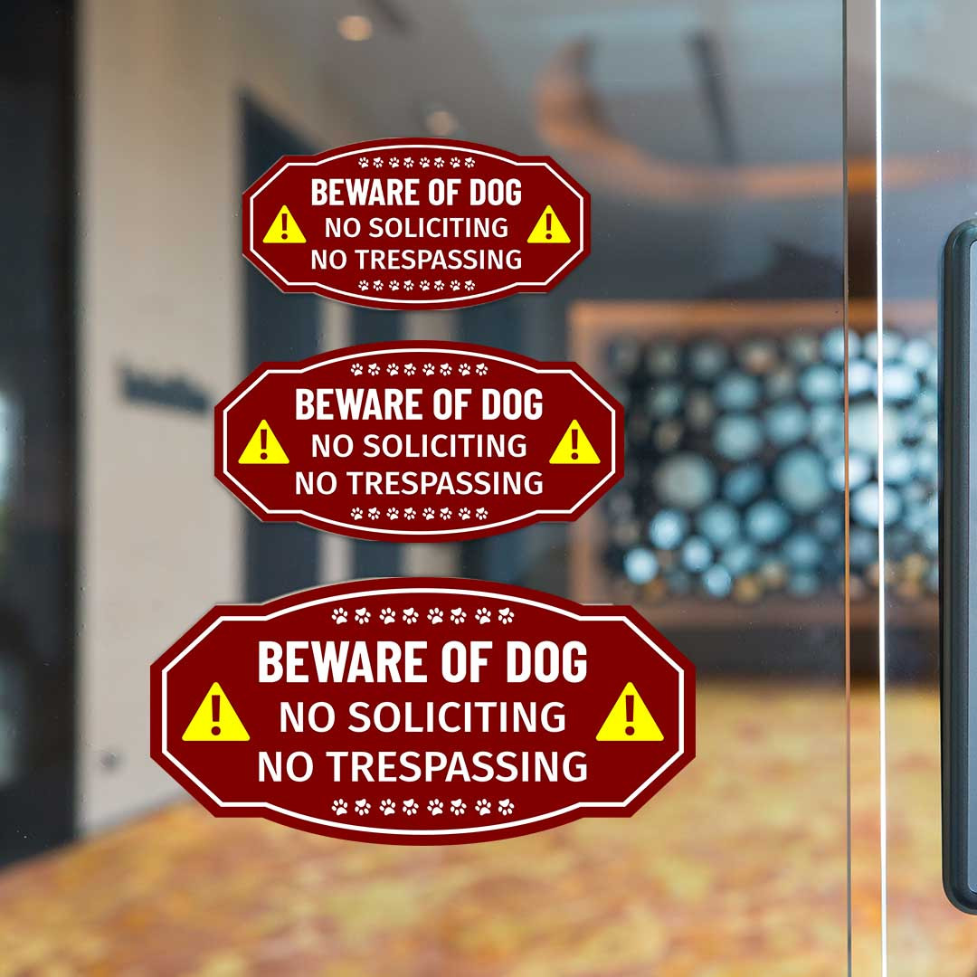 Victorian Plus Beware of Dog No Soliciting No Trespassing Wall or Door Sign