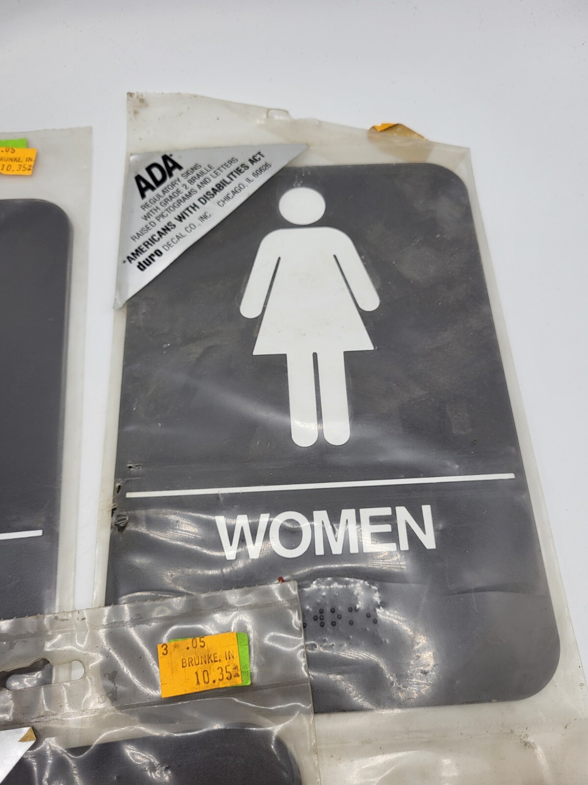 Lot of 3 Vintage NOS Wall Signs Mens Womens Restroom No Smoking Retro ADA