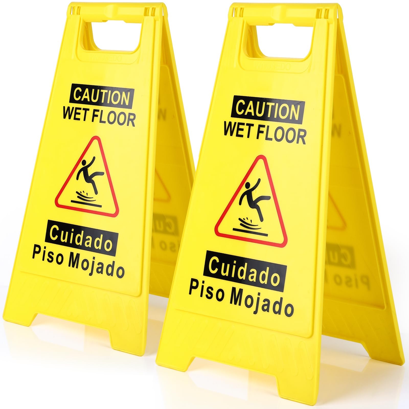 WOUSEDO 2-Pack Caution Wet Floor Sign,17.5&Prime; Height,Bright Yellow Double-Sided…