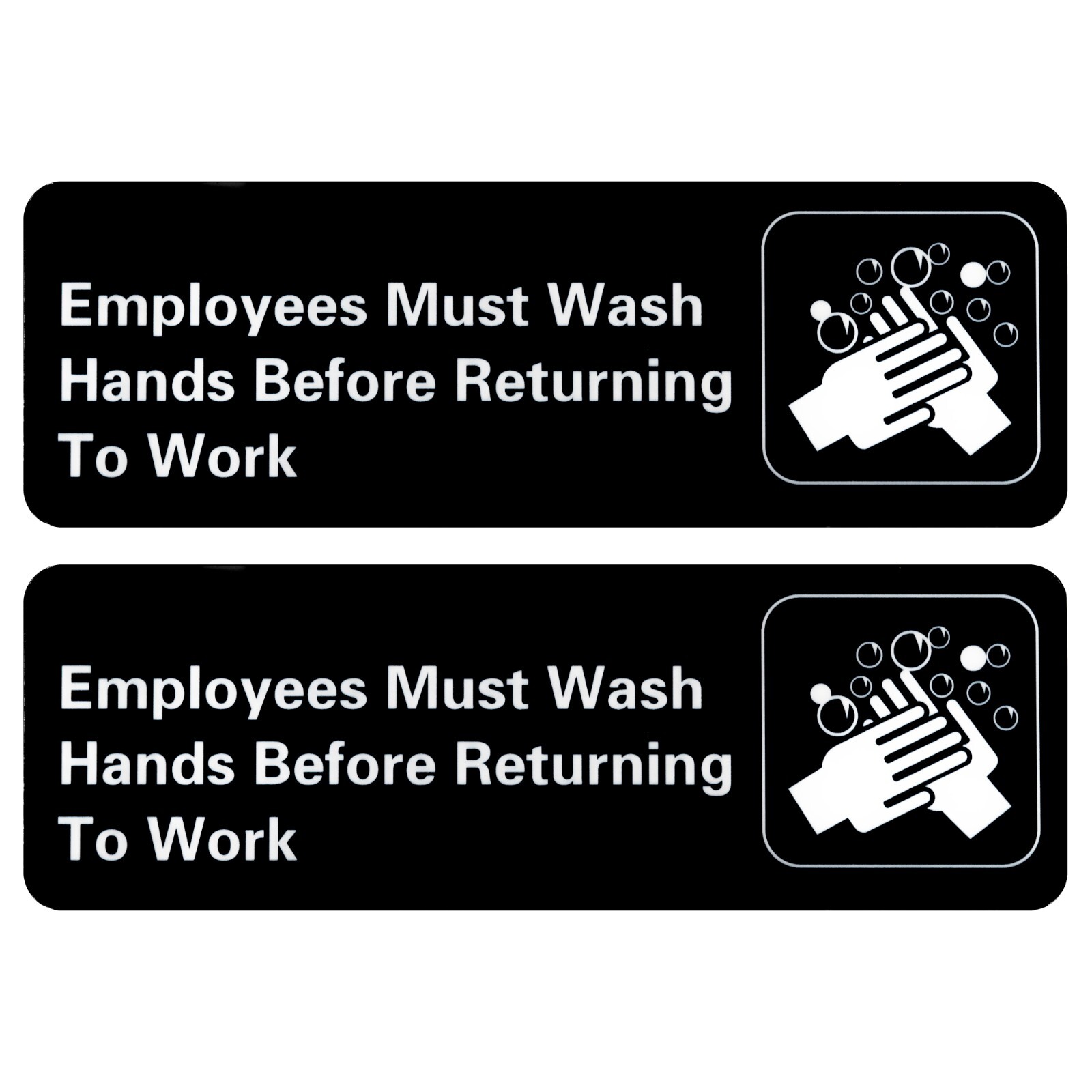 Employees Must Wash Hands Sign 3 by 9 for Restaurant&rsquo;s Restroom & Kitchen 2-Pack