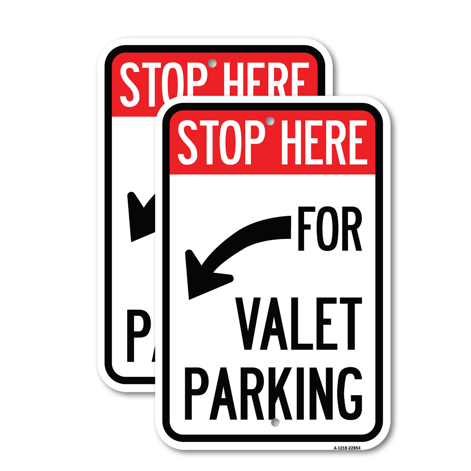 Stop Here for Valet Parking (Left Arrow) Heavy Gauge Aluminum Parking Sign