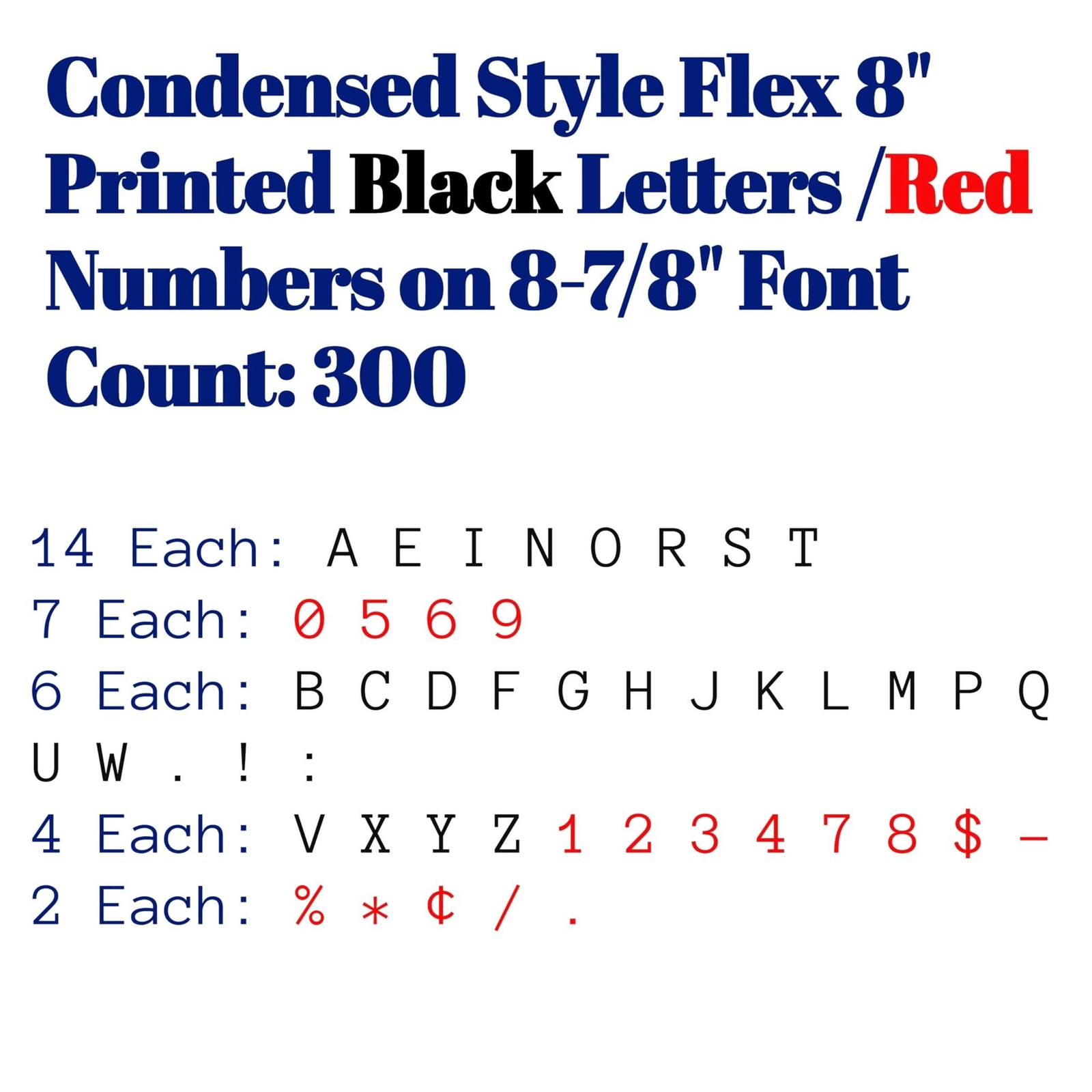Changeable Outdoor Sign Flexible Letters – Condensed Style – 8&Prime; on 8-7/8&Prime; Black